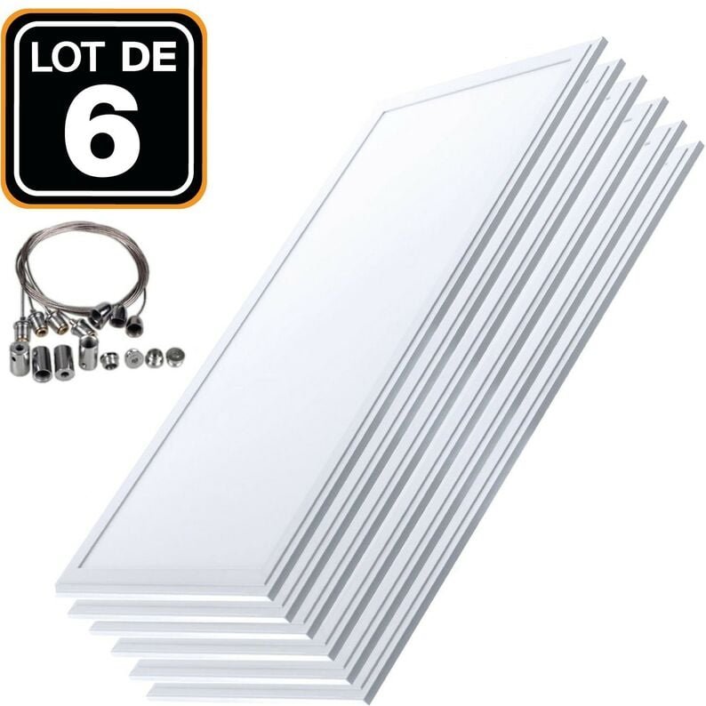 6er- LED-Fliesen 40W 12030 pmma Neutralweiß 4000k + 6 Kits Hängekabel