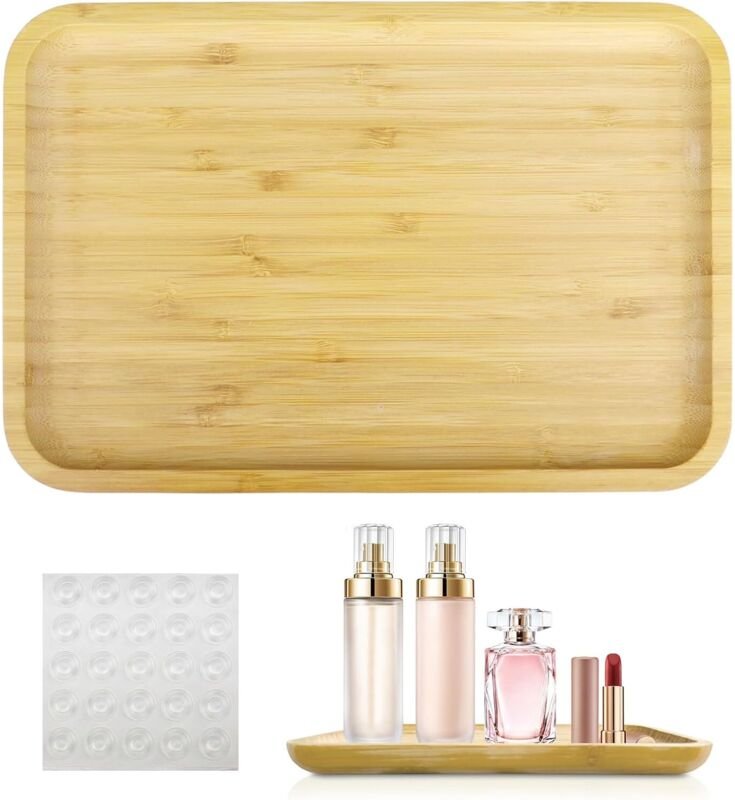 Rechteckiges Holztablett – 30 × 20 × 2 cm – für Tee, Kaffee, Kosmetik, Badezimmer – vielseitig verwendbar