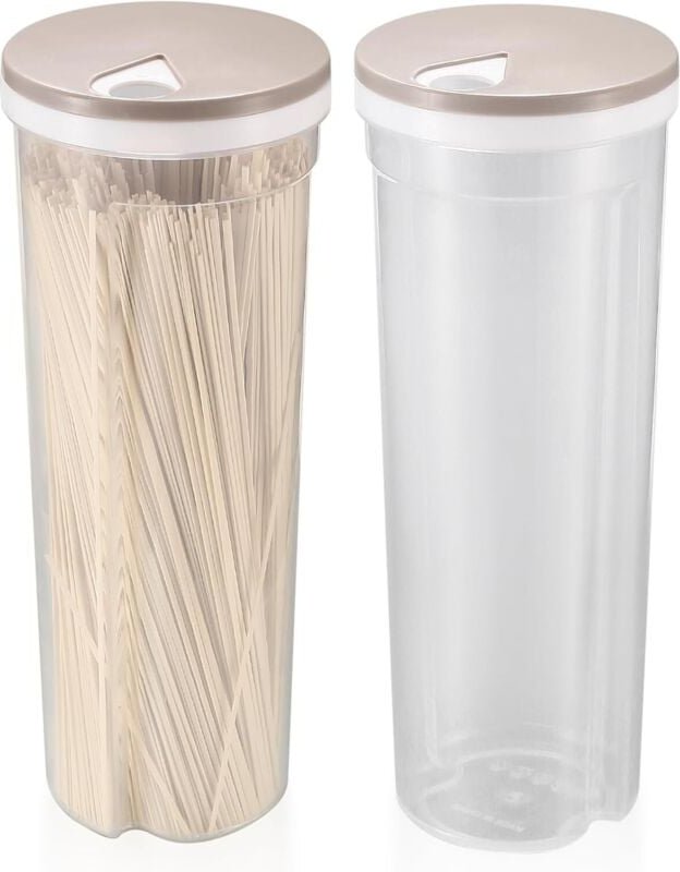 2 Stück Spaghetti-Aufbewahrungsbox, Nudel-Aufbewahrungsbehälter mit Schwenkdeckel, Kunststoffbehälter für Nudeln, Müsli,...