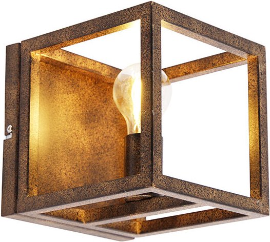 Industrielle Wandleuchte rostbraun - Käfig