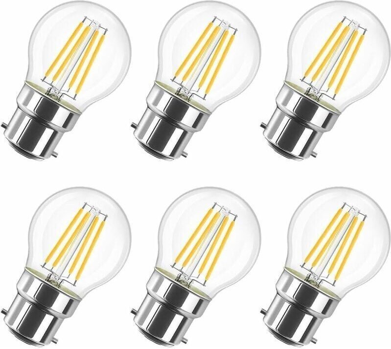 4W G45 B22 Bajonett-LED-Glühbirne, 2700K Warmweiß, 470Lm, Vintage-Glühbirne, nicht dimmbar, 6er-Pack [Energieklasse