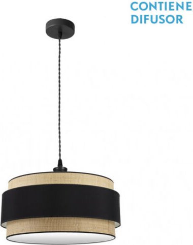 Fabrilamp - Dimmbare Hängeleuchte Modell Kandy 2xE27 Natur/schwarz