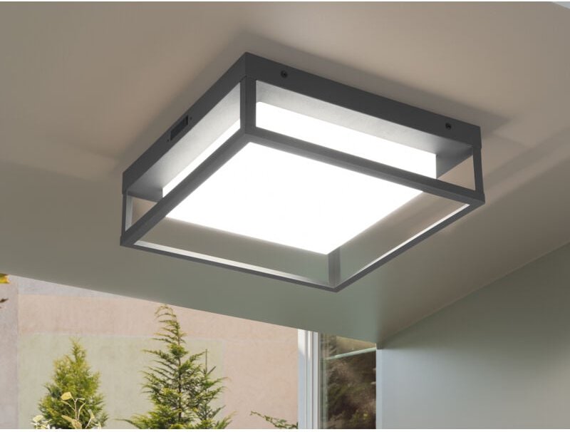 Webmarketpoint - led Außen Deckenleuchte witham mit Metall Rahmen Anthrazit 30 x 30cm