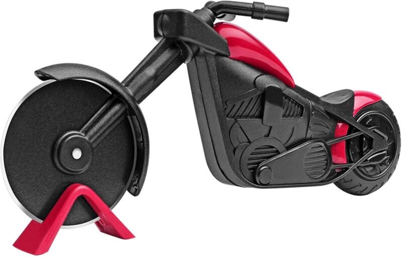 Motorrad-Pizzaschneider, Pizzaschneiderrolle aus Edelstahl und Kunststoff, ideal als Dekoration und kreatives Geschenk (...