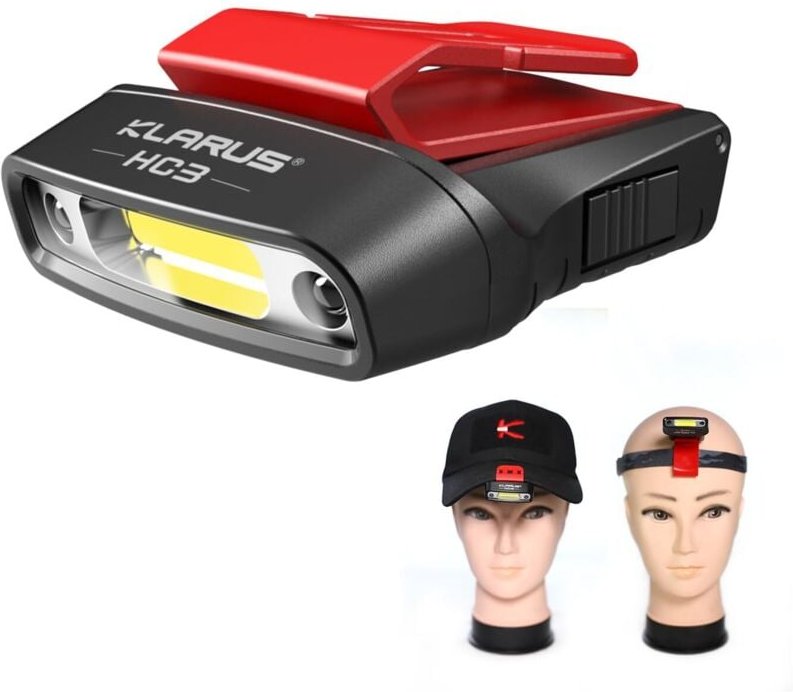 HC3 Clip Wiederaufladbare LED-Stirnlampe, drehbare Kugelkappe, Visierlicht, Freisprecheinrichtung mit rotem Licht zum An...