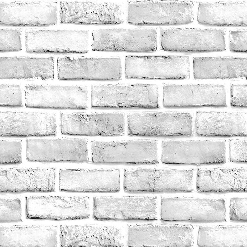 Vintage-Tapete, selbstklebend, Ziegeleffekt, weiß und grau, dekorative Papierrolle, Steinimitat, selbstklebend, wasserfe...