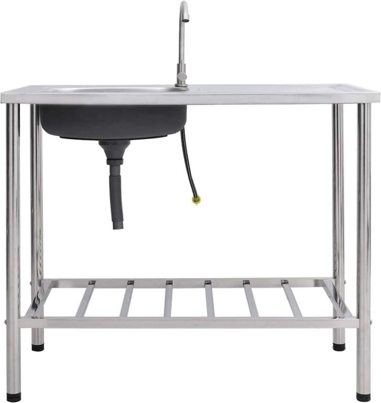 Maison Exclusive - Camping-Spüle mit Wasserhahn Edelstahl