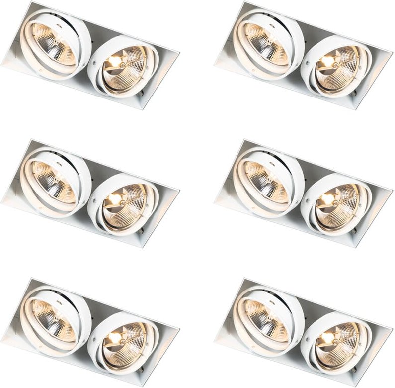Set mit 6 Einbaustrahlern weiß GU10 AR111 Trimless 2-Licht - Oneon