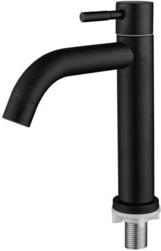 Waschtischarmatur aus schwarzem Edelstahl, Einzel-Kaltwasserhahn für Haushalt, Küche und Badezimmer, G1/2-Zoll-Außengewi...