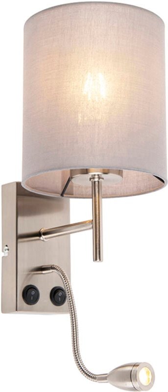 Smarte Wandleuchte aus Stahl mit grauem Schirm inkl. wlan A60 - Stacca