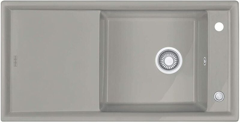 Franke - Spüle Keramik Grau 1000x510mm Siebkorb als Druckknopfventil mit Abtropffläche reversibel Perlgrau Matt Ambion a...