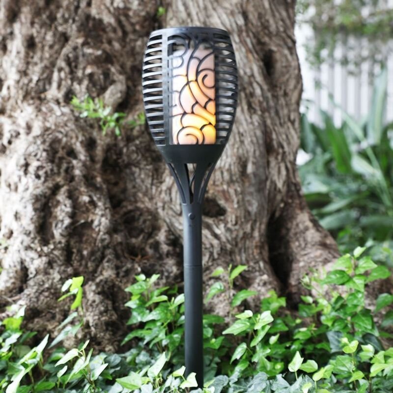 Solar Gartenfackel Rattanoptik Gartenlampe Gartenlaterne Solarleuchte Solarlampe