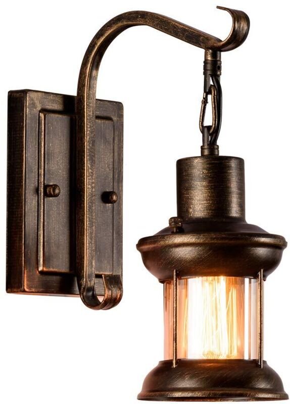 Vintage-Wandleuchter aus rustikalem Glas, Retro-Metall, schwarze Farbe, schwarze Wandlampe für Restaurant, Bar, Schlafzi...