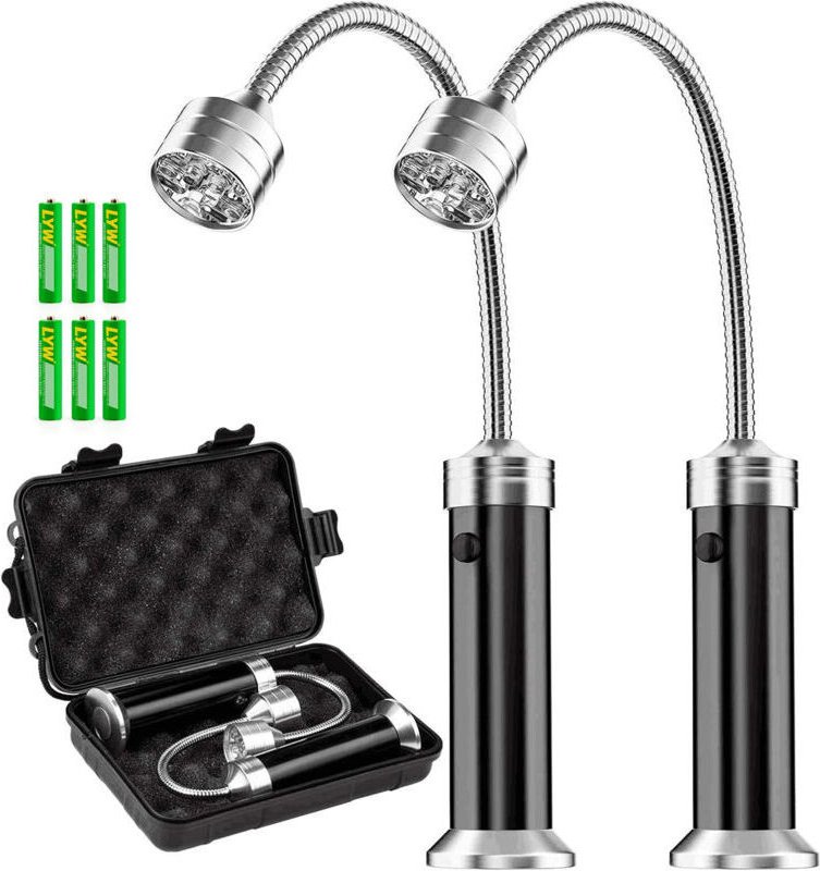 Grillbeleuchtung, 2er-Set LED-Grillleuchten mit Magnetfuß, 360° drehbar, flexibel und verstellbar für Grillen, Camping, ...
