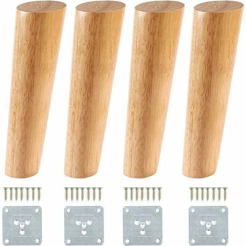 4 Stück Möbelbeine aus Holz, Massivholz-Sofabeine 20 cm, schräge Möbelbeine aus Holz für Sofa, Kommode und Schrank im Mi...