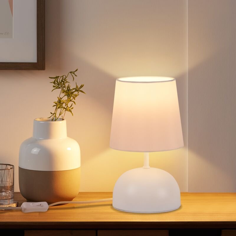 Thumbnail - Nachttischlampe Set Tischlampe mit Kabel - Tischleuchte Schwarz Stoff Nachtlampe Modern Schlafzimmer Bettlampe Design Kl...