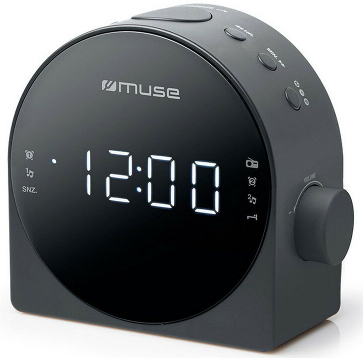Schwarzes doppelweckerradio Muse m185cr