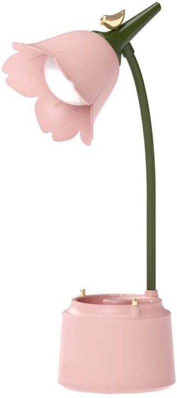 LED-Schreibtischlampe für Kinder, Blumen-Tischlampe, Leselampe mit einstellbarem Licht und Berührungssensor (Rosa)