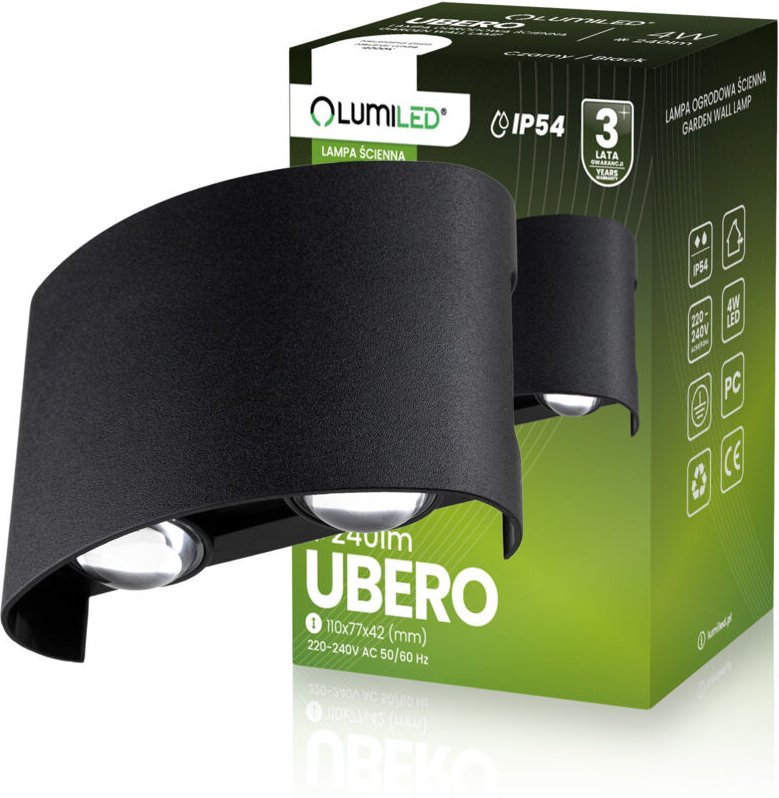 UBERO LUMILED Gartenleuchte, 4W LED IP54, Ober-/Unterseite, Fassadenwandleuchte