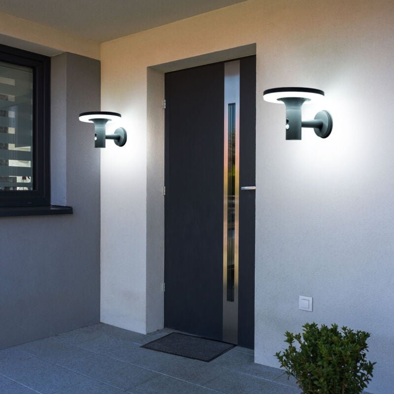 Wandlampe mit Bewegungsmelder led Solarleuchte Haustürlampe Fassadenleuchte anthrazit Gartenlampe, 250lm, kaltweiß, BxH ...