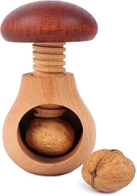 Nussknacker, pilzförmig, ca. 12 cm hoch, Buchen- und Magnolienholz,