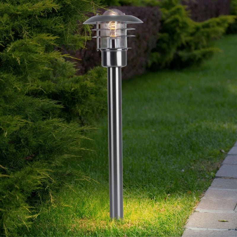 Außenleuchte Stehllampe Gartenleuchte Terrassenbeleuchtung Laterne Metall Edelstahl gebürstet, LED 7W 630Lm warmweiß, Lx...