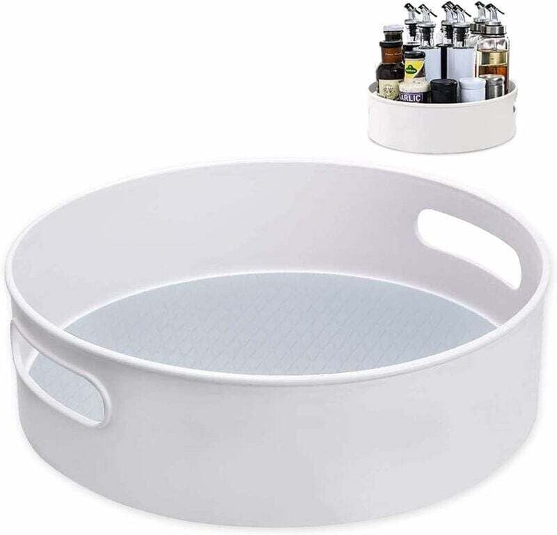 Plateau Tournant, Rangement épices ournant en Plastique pour épices Condiments Rangement de Cuisine, blanc (30 x 10 cm)