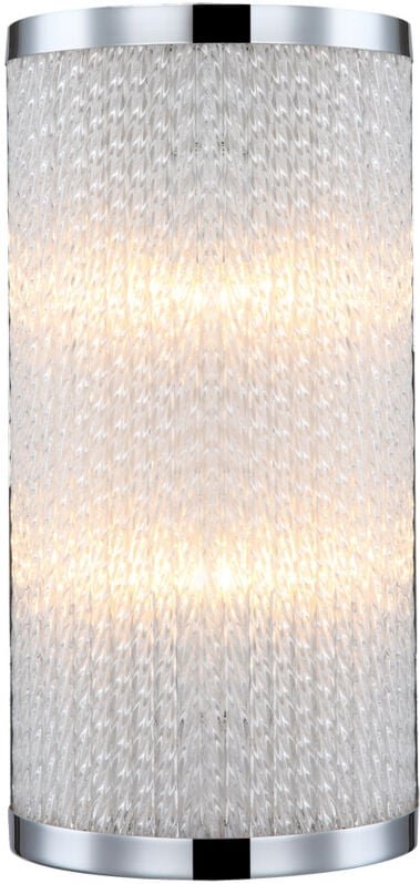 Wandleuchte 2 flammig Treppenhauslampe Flurleuchte verchromt Wandlampe Wohnzimmerlampe, Glasstäbe gedreht, 2x G9, BxH 15...