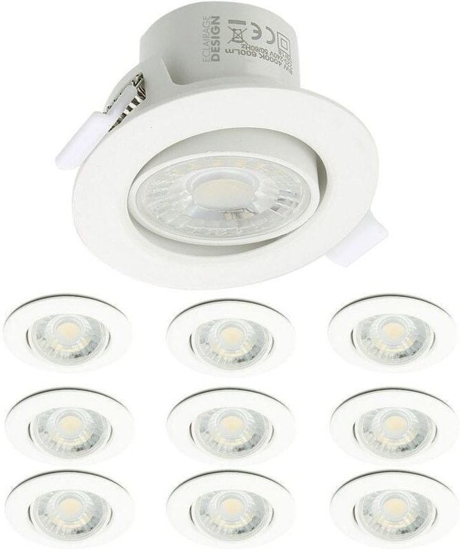 Arum Lighting - 10er-Set Valence 8W verstellbare LED-Einbaustrahler Equ. 75W Farbtemperatur: Warmweiß 3000K