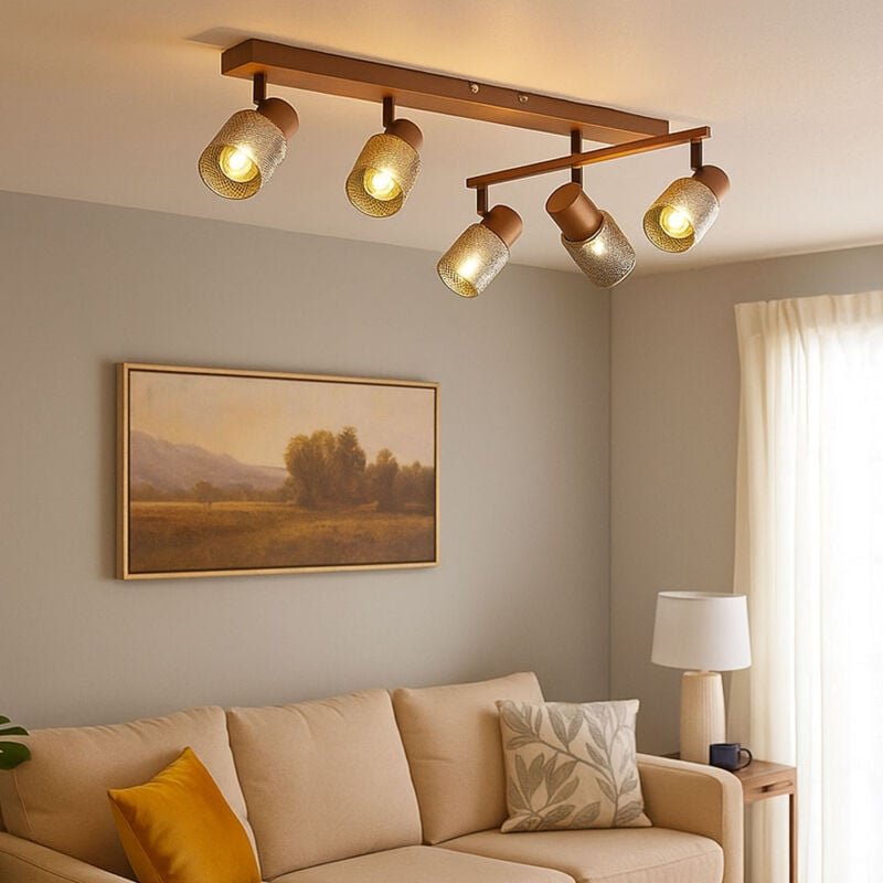 Globo - Deckenstrahler Deckenlampe Wohnzimmerlampe schwenkbar kaffee 6 flammig l 70 cm