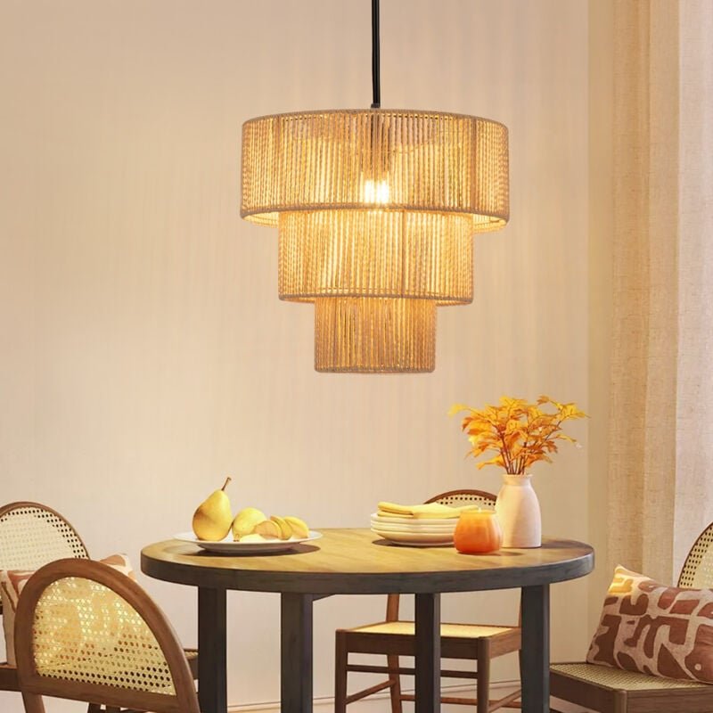 Thumbnail - Hängelampe Esstisch Pendelleuchte Wohnzimmer: Rattan Boho Hängeleuchte Ø35cm Schlafzimmerlampe Esstischlampe Hängend 1-f...