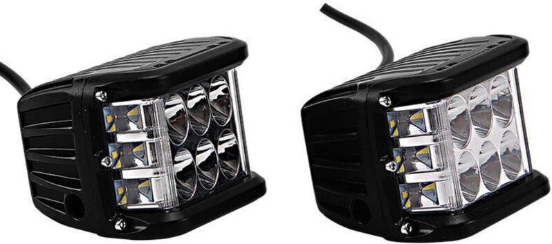 60 W 45 W dreiseitig helles LED-Arbeitslicht, Wrangler Spotlight seitliches helles Tagfahrlicht – 2 Stück – rotes und bl...
