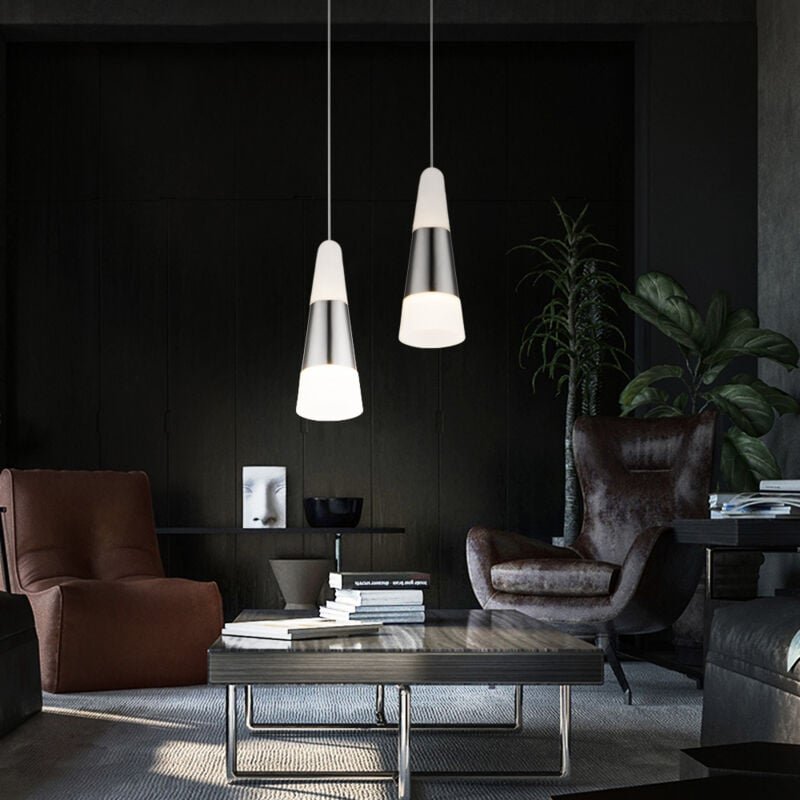 Hängeleuchte satiniert Esszimmerleuchte hängend led Pendelleuchte Wohnzimmer, nickel matt, Metall Acryl, 5W 300Lm warmwe...