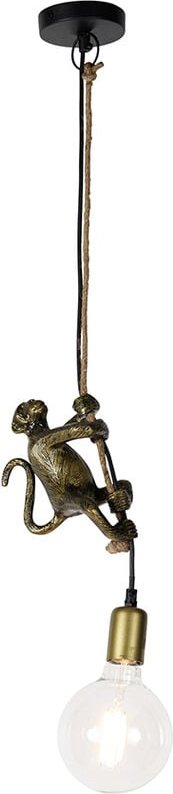 Klassische Pendelleuchte Gold mit Seil - Animal Monkey