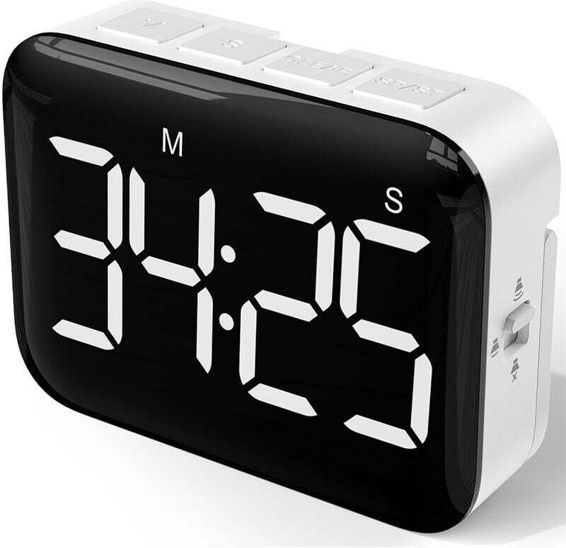 Thumbnail - YMYNY Digitaler Küchentimer mit großem 4-Zoll-LED-Display, magnetischer Timer mit einstellbarer Helligkeit und Ton-Stopp...