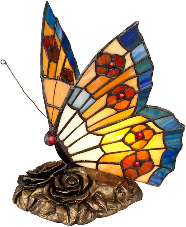 Tiffany Tierlampen Schmetterling Tiffany Lampe, Architekturbronze, G9 - Elstead