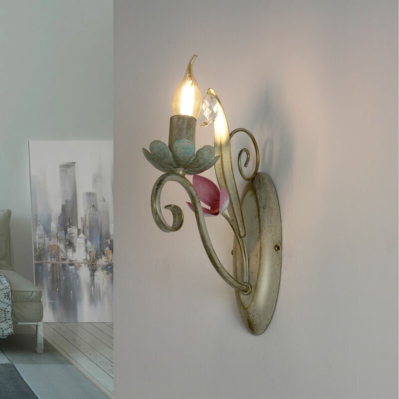 Wandlampe Weiß Shabby Floral