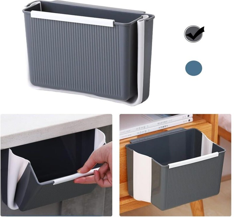 Hängender Küchenabfalleimer, zusammenklappbarer Bioabfallbehälter für Küche, Bad, Schlafzimmer, Autositz – großes Fassun...