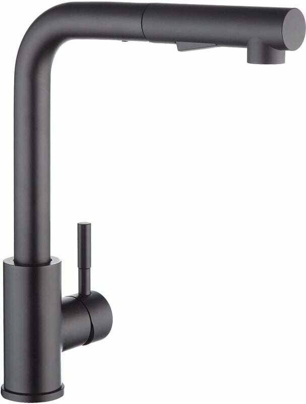 Gabrielle Küchenarmatur mit schwarzer Brause, Küchenmischbatterie mit herausziehbarer Brause, Küchenarmatur aus gebürste...