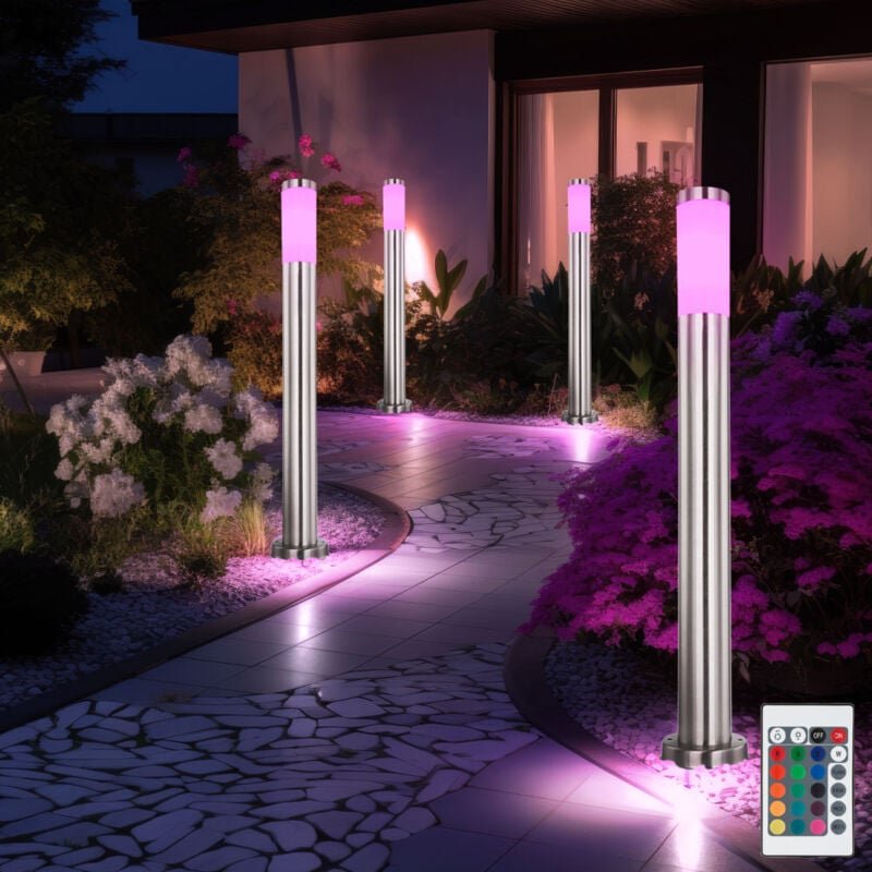 Thumbnail - Außenstehlampe dimmbar mit Fernbedienung Edelstahl Wegelampe Gartenleuchte, rgb Farbwechsel, 8,5W 806lm warmweiß, DxH 7,...