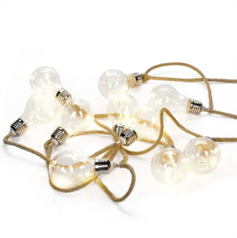 Batteriebetriebene Girlande, 10 Glühbirnen mit 3 LEDs, 2,55 m