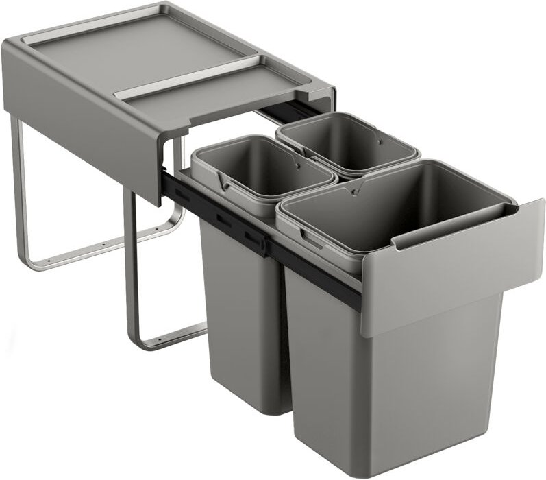 SVITA EMCombo40 Einbaumülleimer 30L (2x10L+20L) 3 Fächer mit Deckel Mülltrennsystem