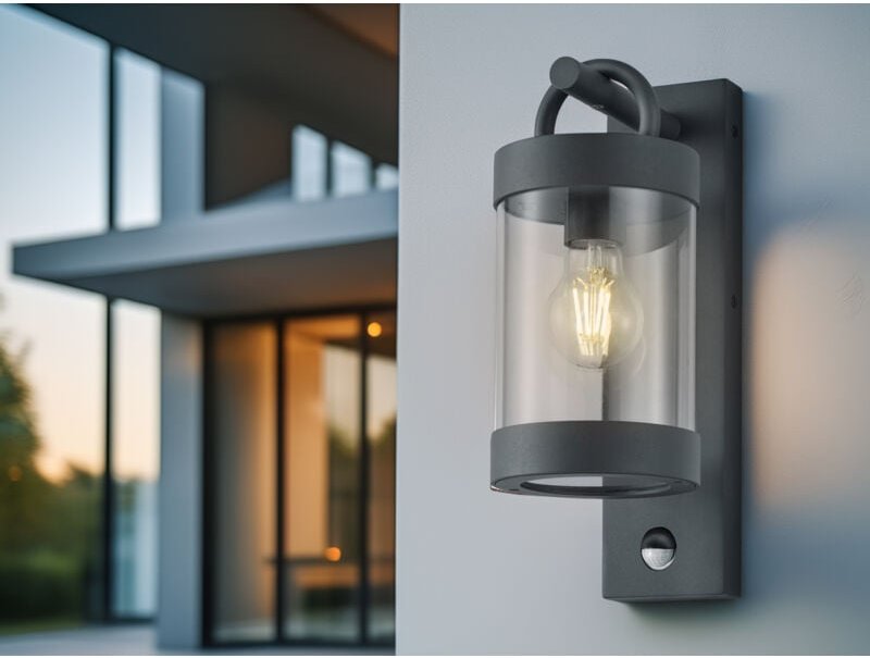 Trio - Außenwandleuchte sambesi Laterne in Anthrazit mit Bewegungsmelder, Höhe 33cm