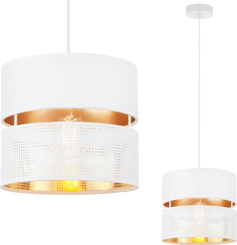 Asti Duo Hängelampe Weiss 1 Flacher Weisser Goldener Lampenschirm Ts 20cm