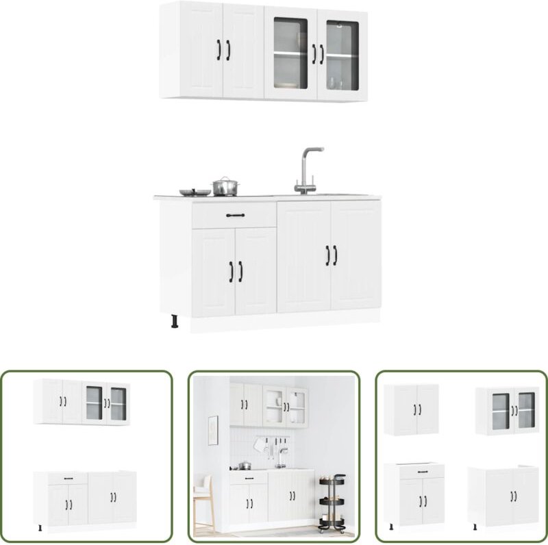 vidaXL Küchenmöbel - 4-tlg. Küchenschrank-Set Lucca Weiß Holzwerkstoff