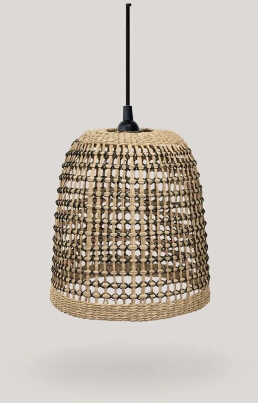 Licht-erlebnisse - Hängeleuchte außen Seegras E27 IP44 ø 33 cm rund Natur Modern Pendelleuchte Garten Außenleuchte Terra...