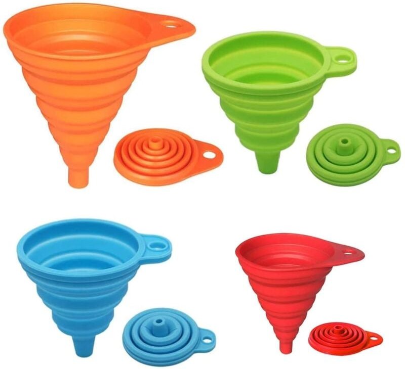 Trichter Faltbar, 4 Größen Küchen Trichter, Silikon Trichter für Bier Flüssigkeiten Übertragung,Flüssigkeitsübertragung ...