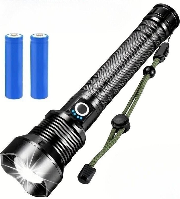 Ultrastarke LED-Taschenlampe, wiederaufladbare Taschenlampe, 90.000 Lumen, XHP70, verstellbar, zoombar, wasserdicht, USB...