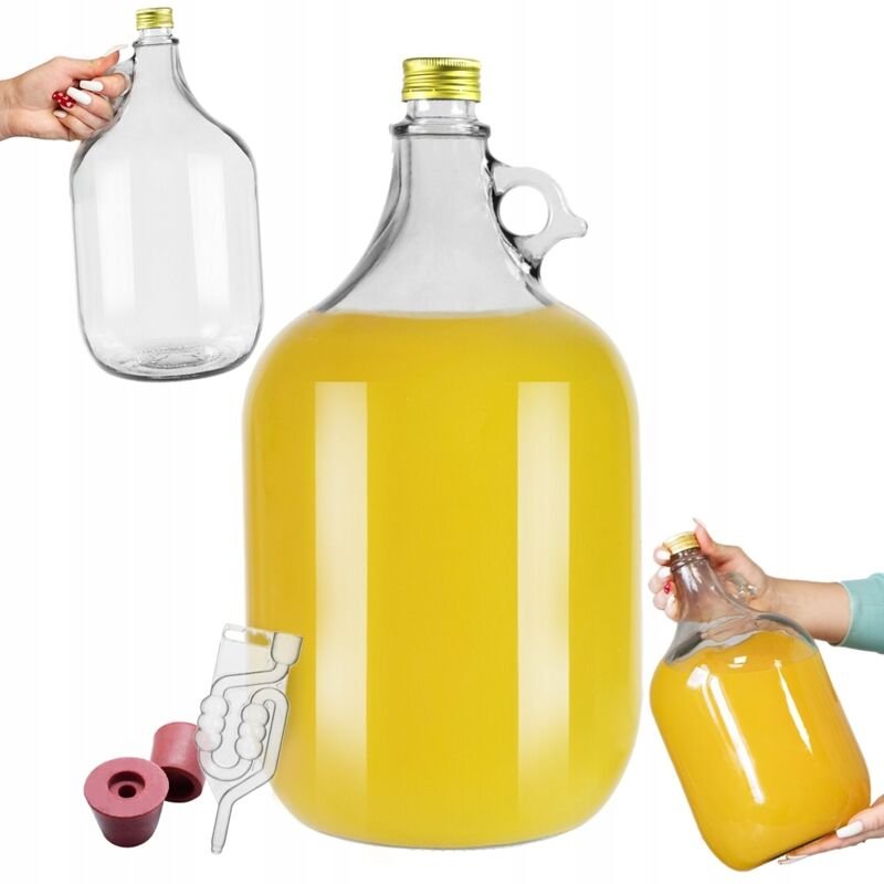 DAMA 5L Ballonweinkrug-Set mit Korken und Schlauch für Wodka und Liköre