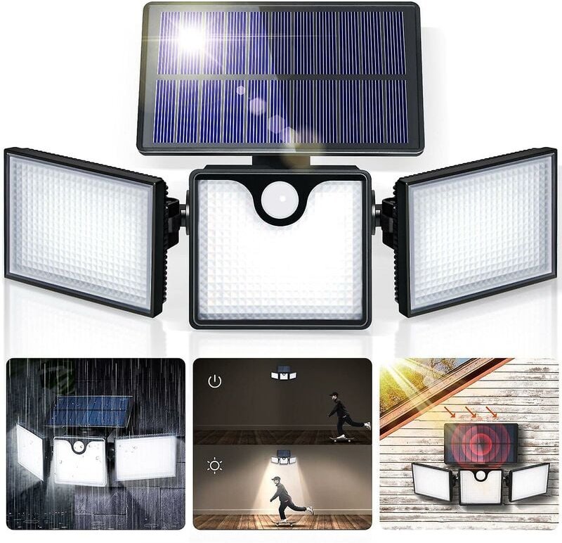Solarleuchte für den Außenbereich, Solar-Sicherheitsleuchte, 360 Grad verstellbar, IP65 wasserdichte Wandlampe.